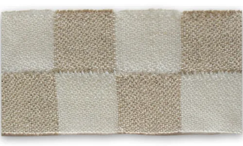 1 1/2" Checkered Desert Tan & Natural Linen Ribbon (Made in Germany)