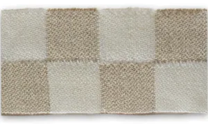 1 1/2" Checkered Desert Tan & Natural Linen Ribbon (Made in Germany)