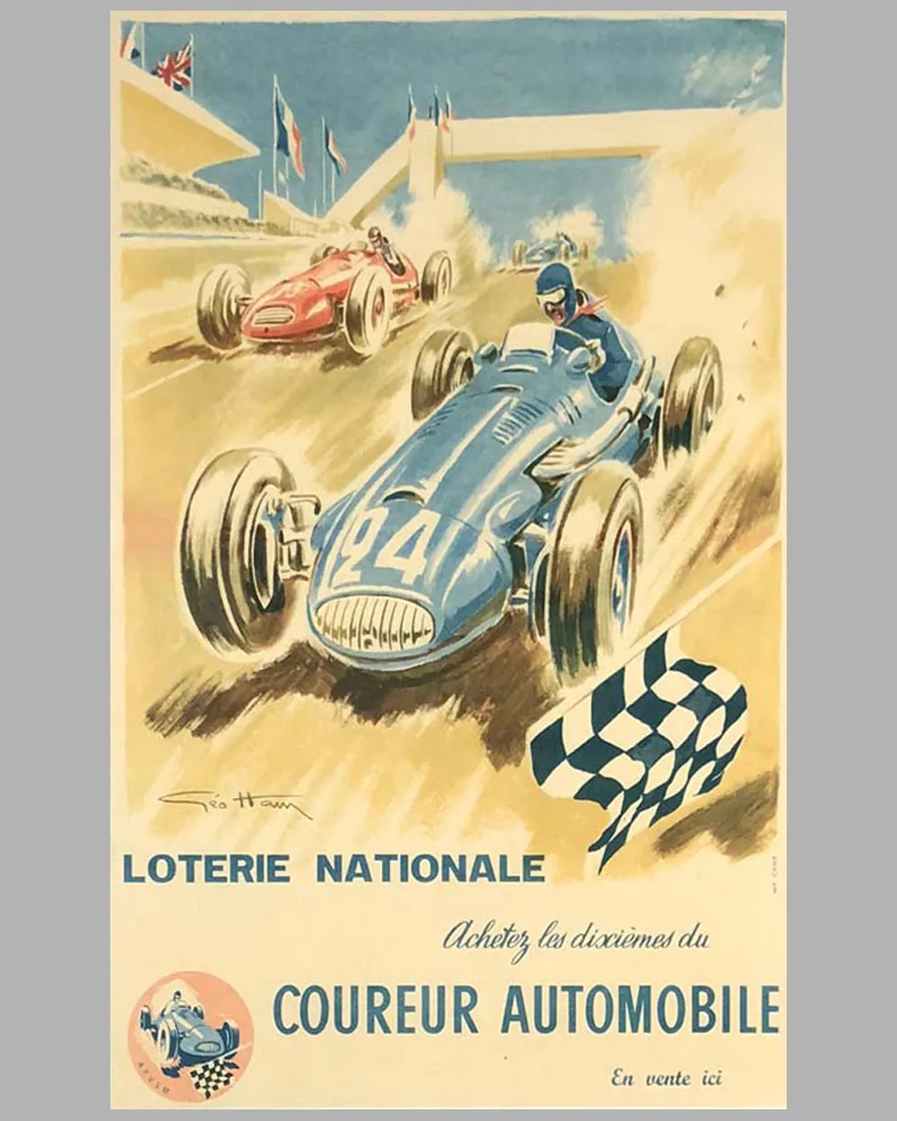 1940's Loterie Nationale original advertising poster by Geo Ham