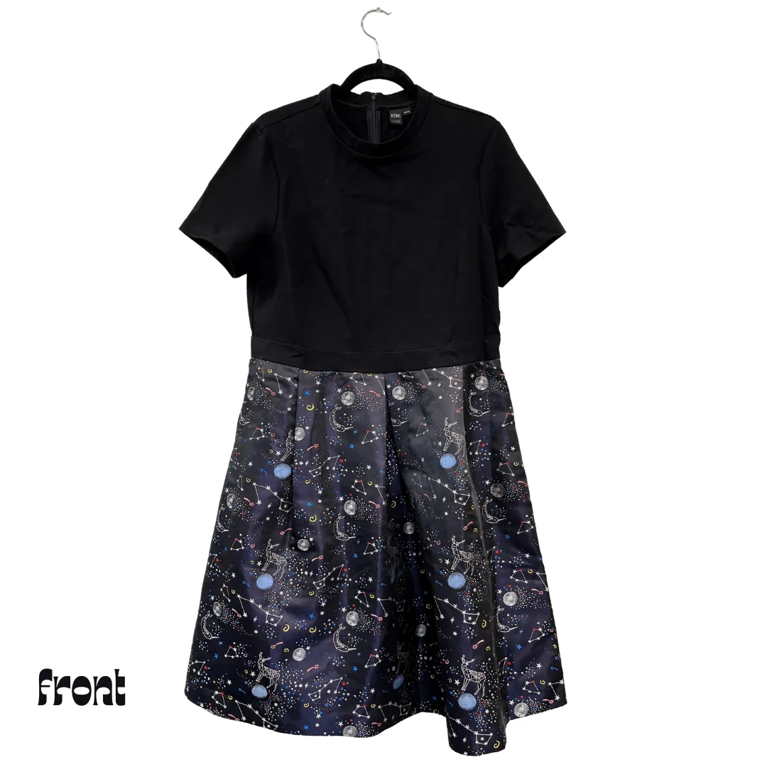 a-line dress w celestial embrodiery on a thick satin skirt - XL