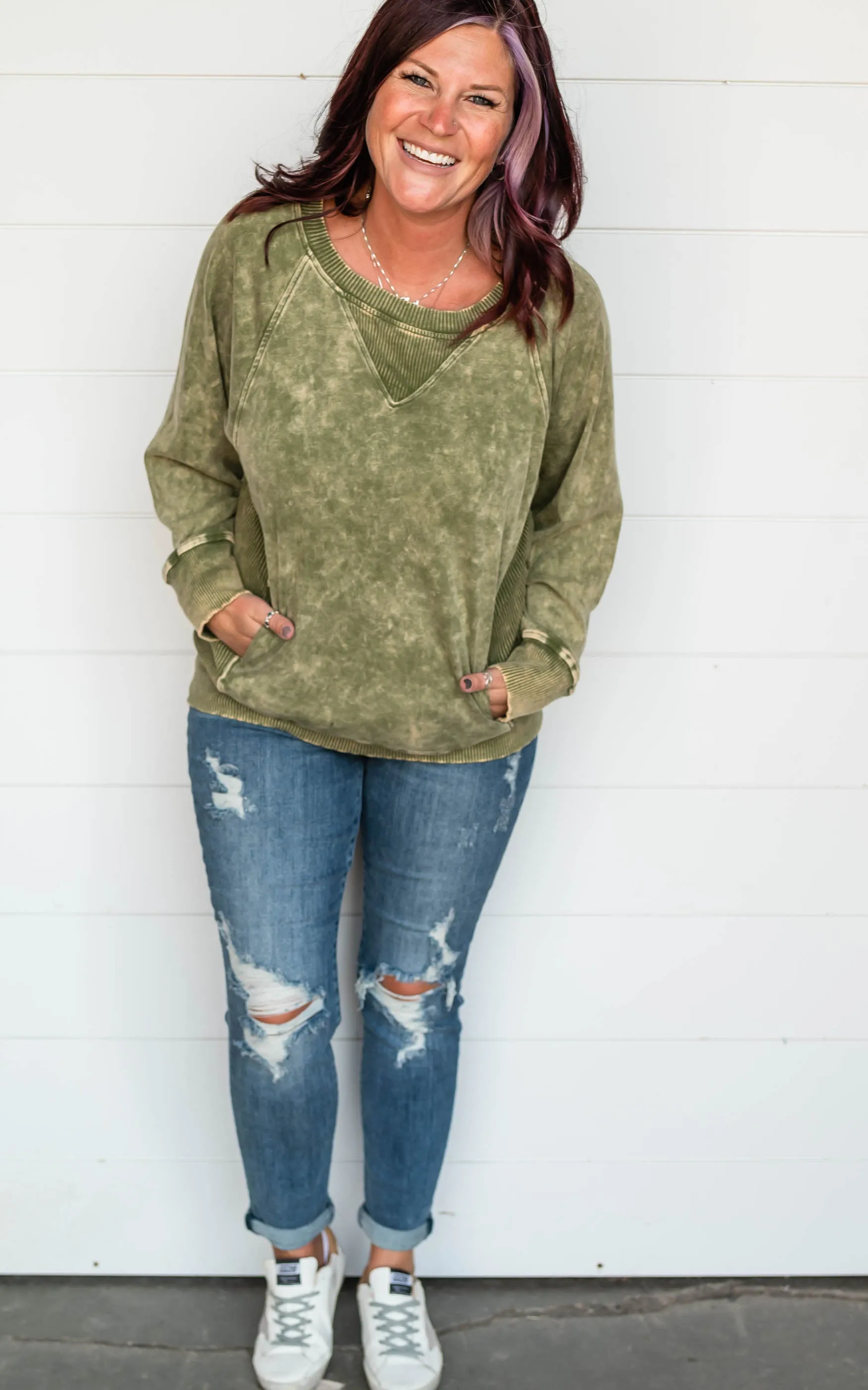 Acid Wash Pullover Sweatshirt - Part 2 - Final Sale