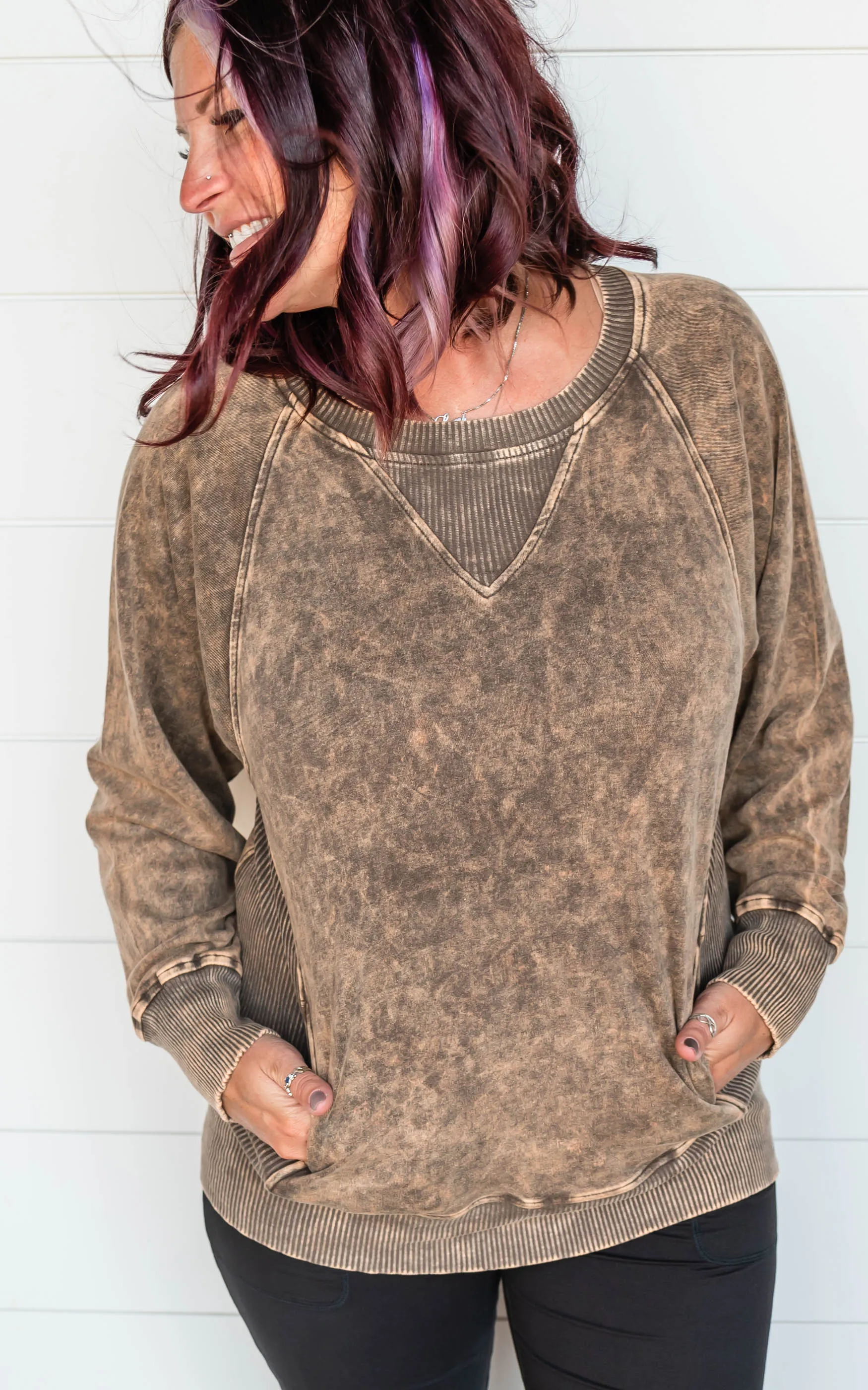 Acid Wash Pullover Sweatshirt - Part 2 - Final Sale