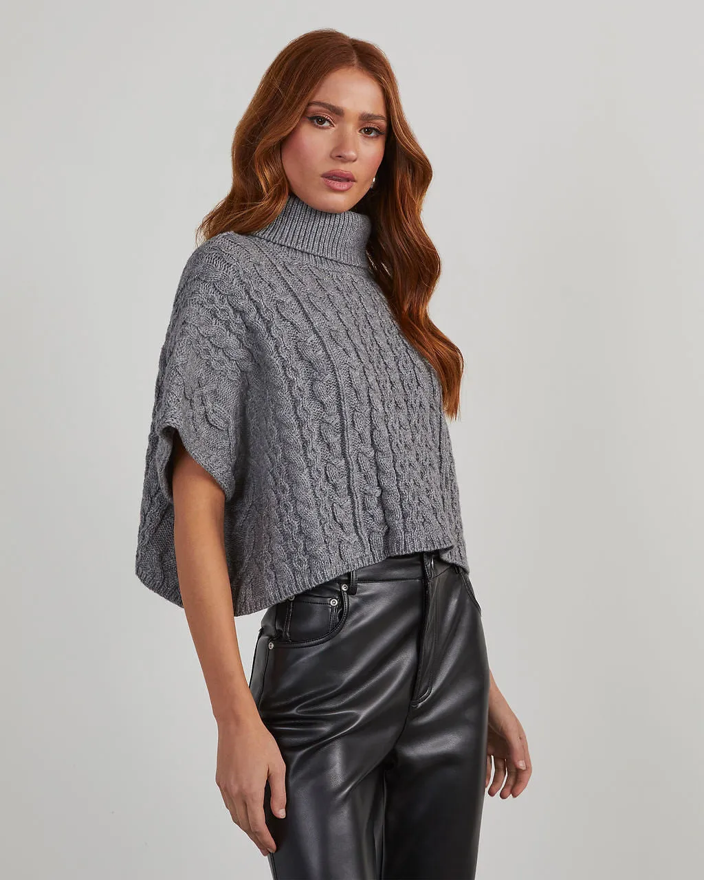 Adalynn Cable Knit Turtleneck Sweater Vest