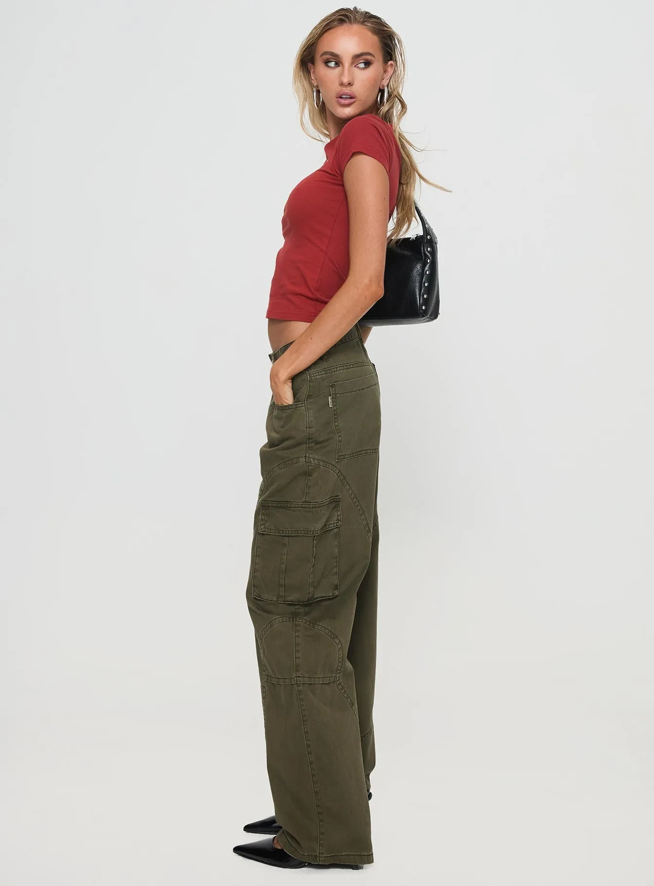 Ahstin Cargo Jeans Green Petite