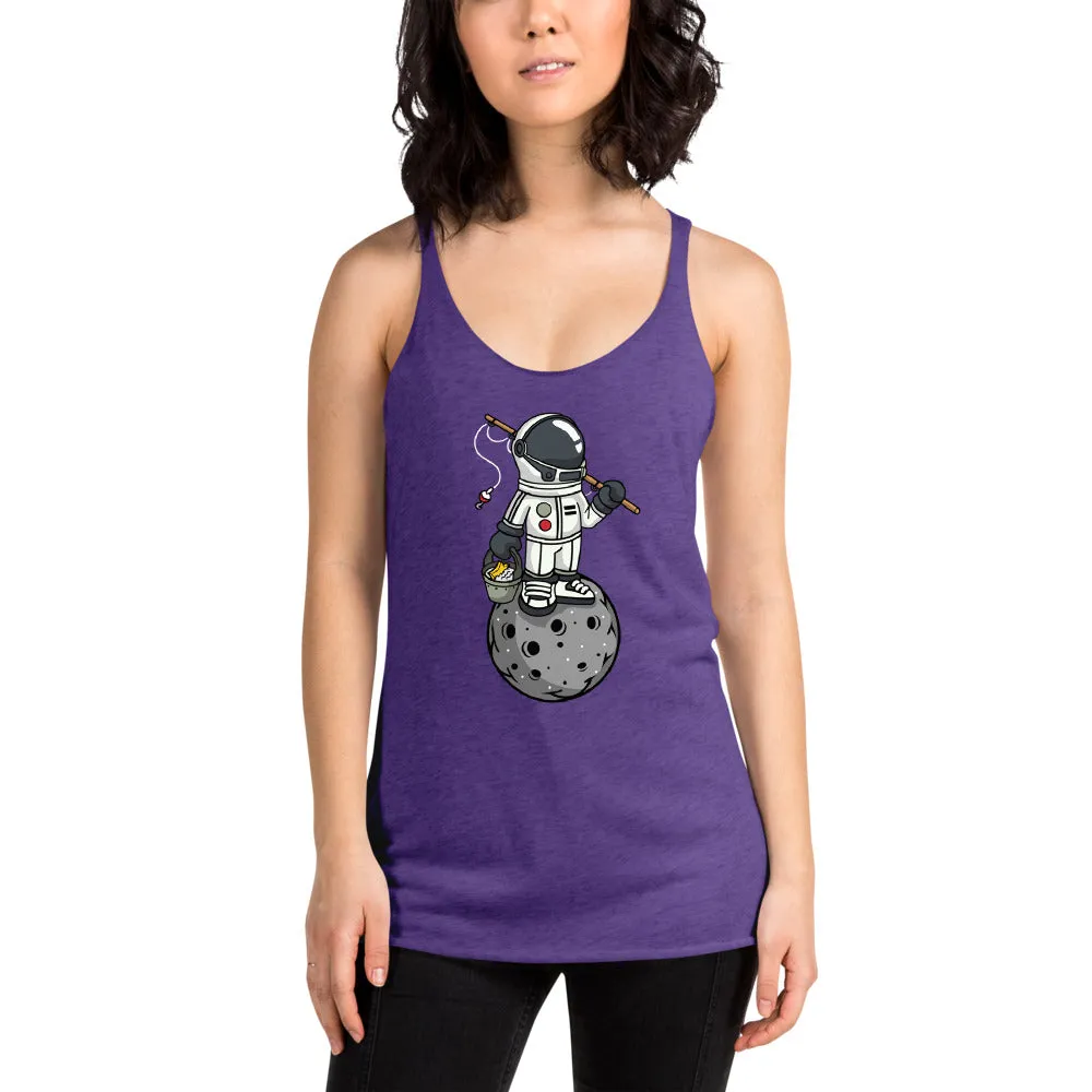 Astronaut | Fishing | Moon | Pop Art | Women's | Racerback | Tank Top