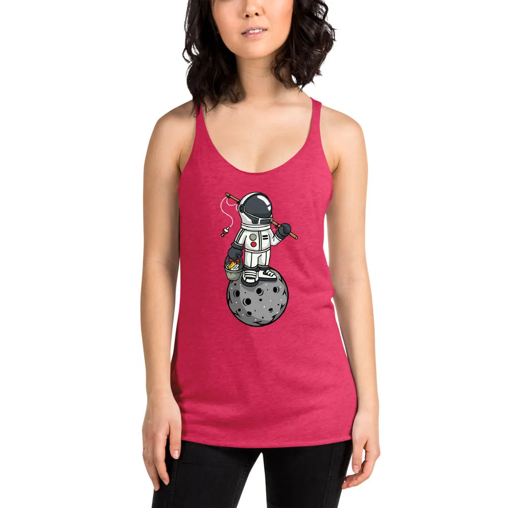 Astronaut | Fishing | Moon | Pop Art | Women's | Racerback | Tank Top