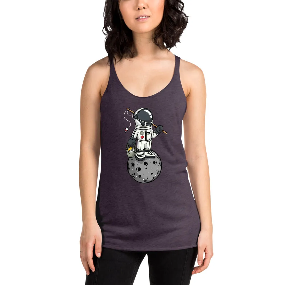 Astronaut | Fishing | Moon | Pop Art | Women's | Racerback | Tank Top