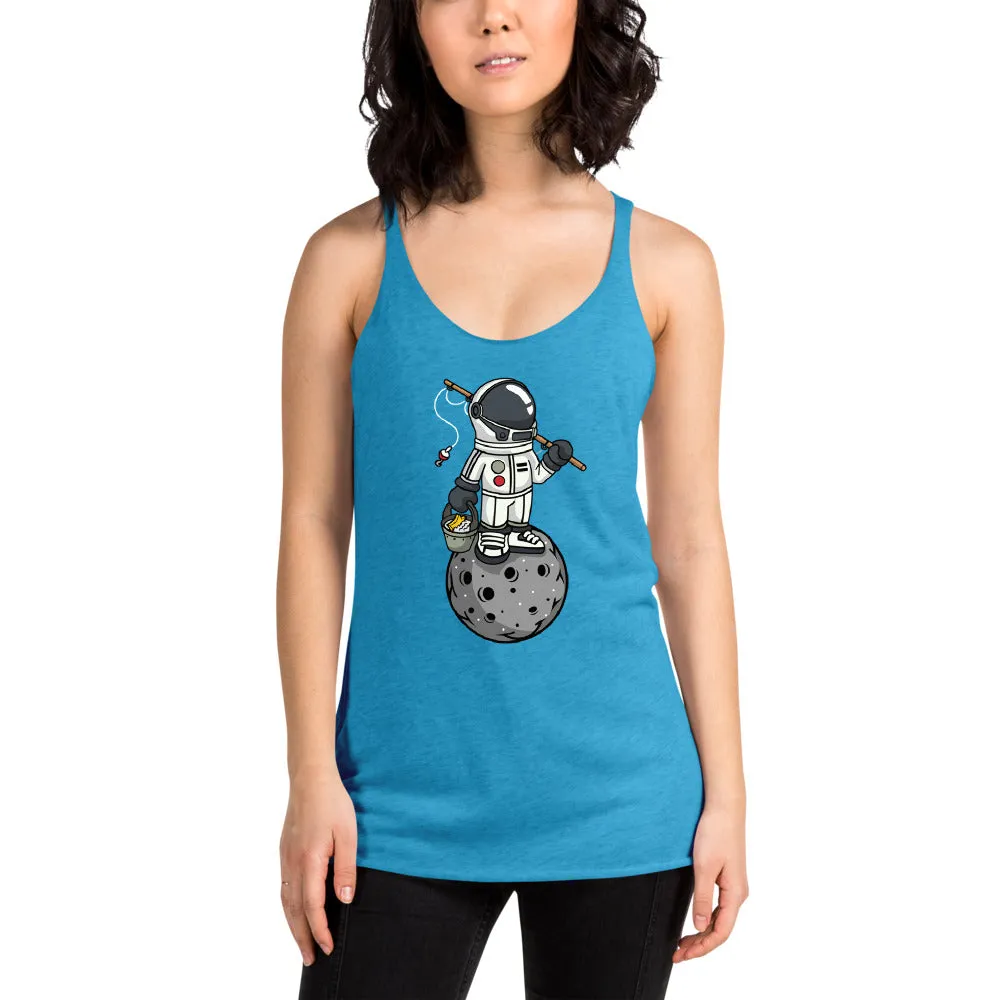 Astronaut | Fishing | Moon | Pop Art | Women's | Racerback | Tank Top