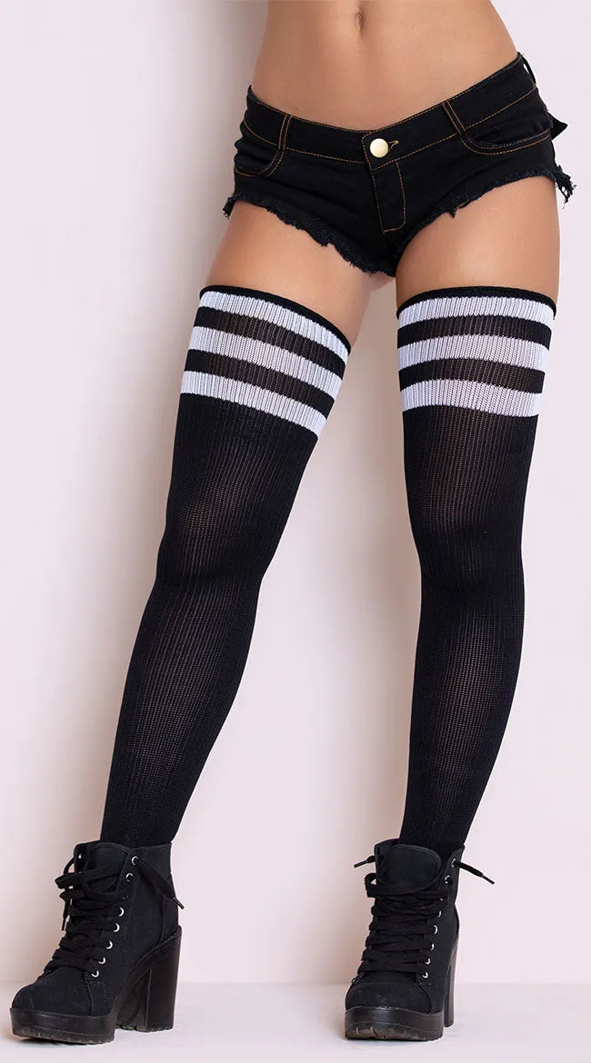 Athletic Striped Thigh Highs