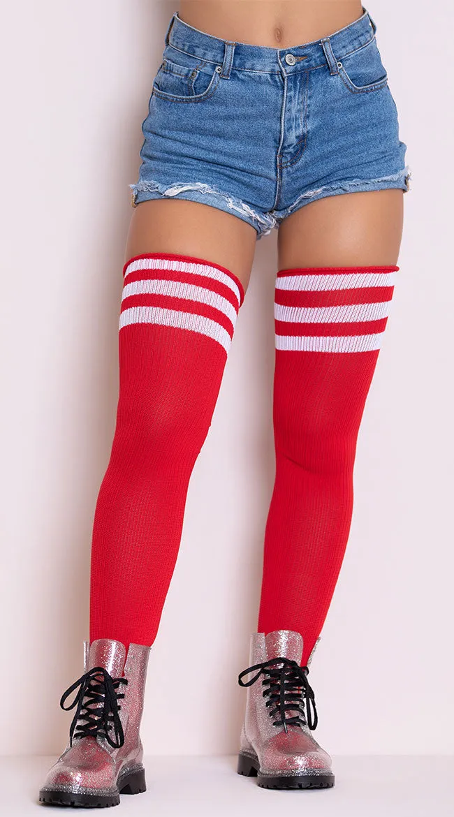 Athletic Striped Thigh Highs