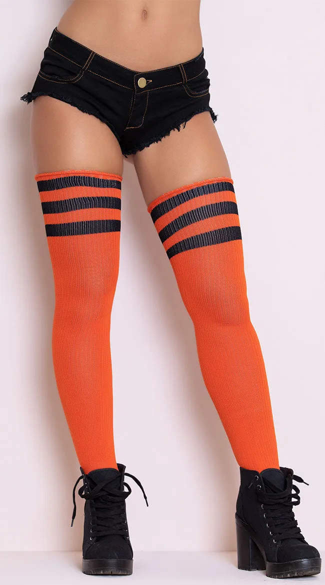 Athletic Striped Thigh Highs