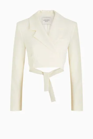 A.W.A.K.E Mode Cropped Wrap Around Blazer - Ivory