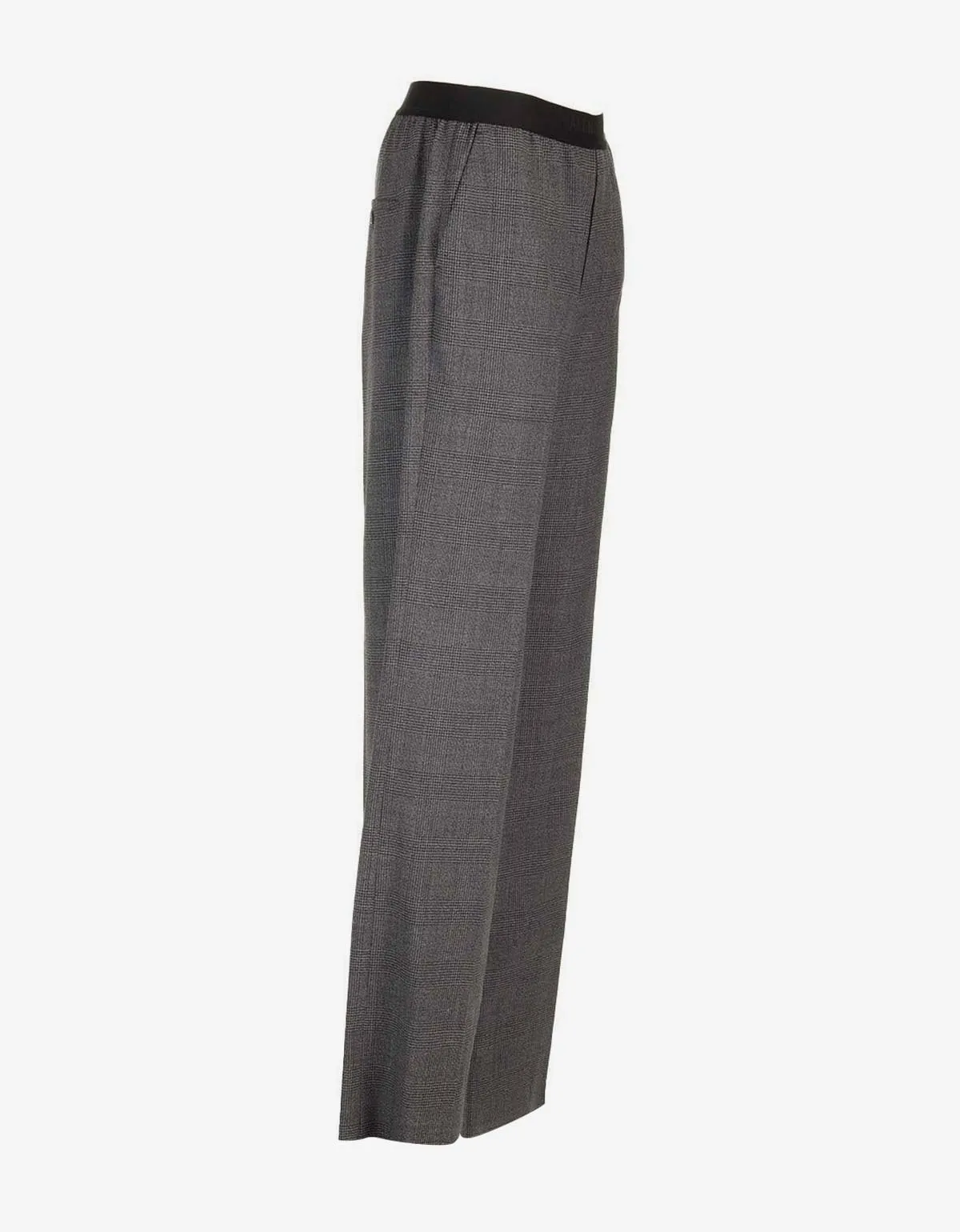 Balenciaga Grey Check Wool Trousers