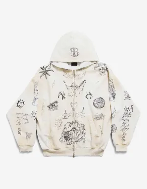 Medium-Sized Balenciaga Zip-Up Hoodie in Off-White – Tat Edition