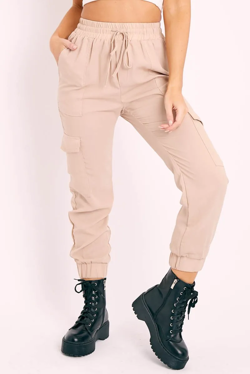 Beige Cargo Pocket Joggers - Teigen