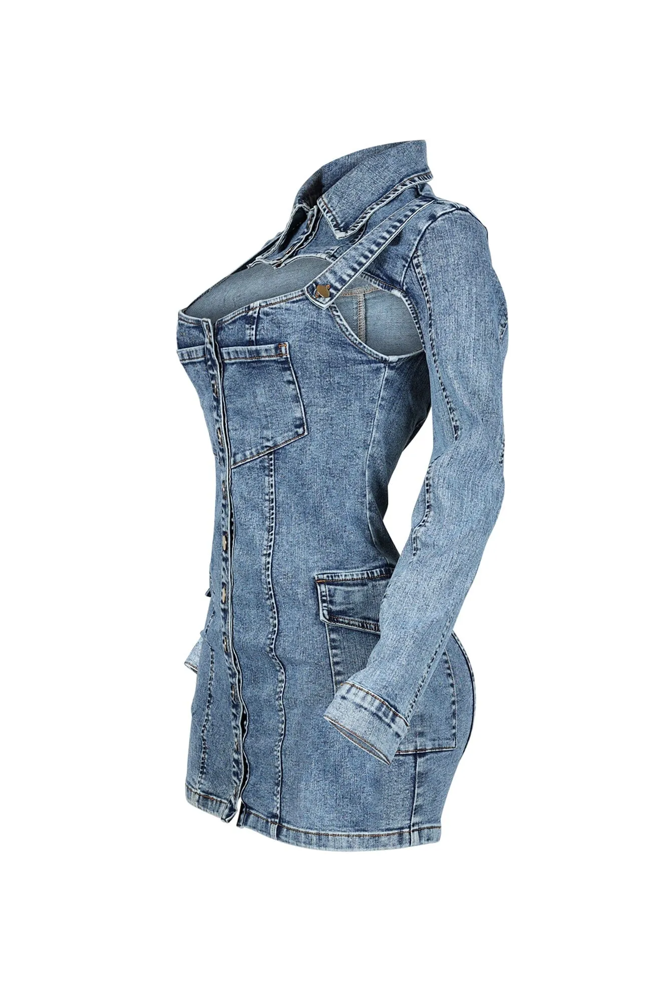 Belinda Overall Strap Denim Mini Dress