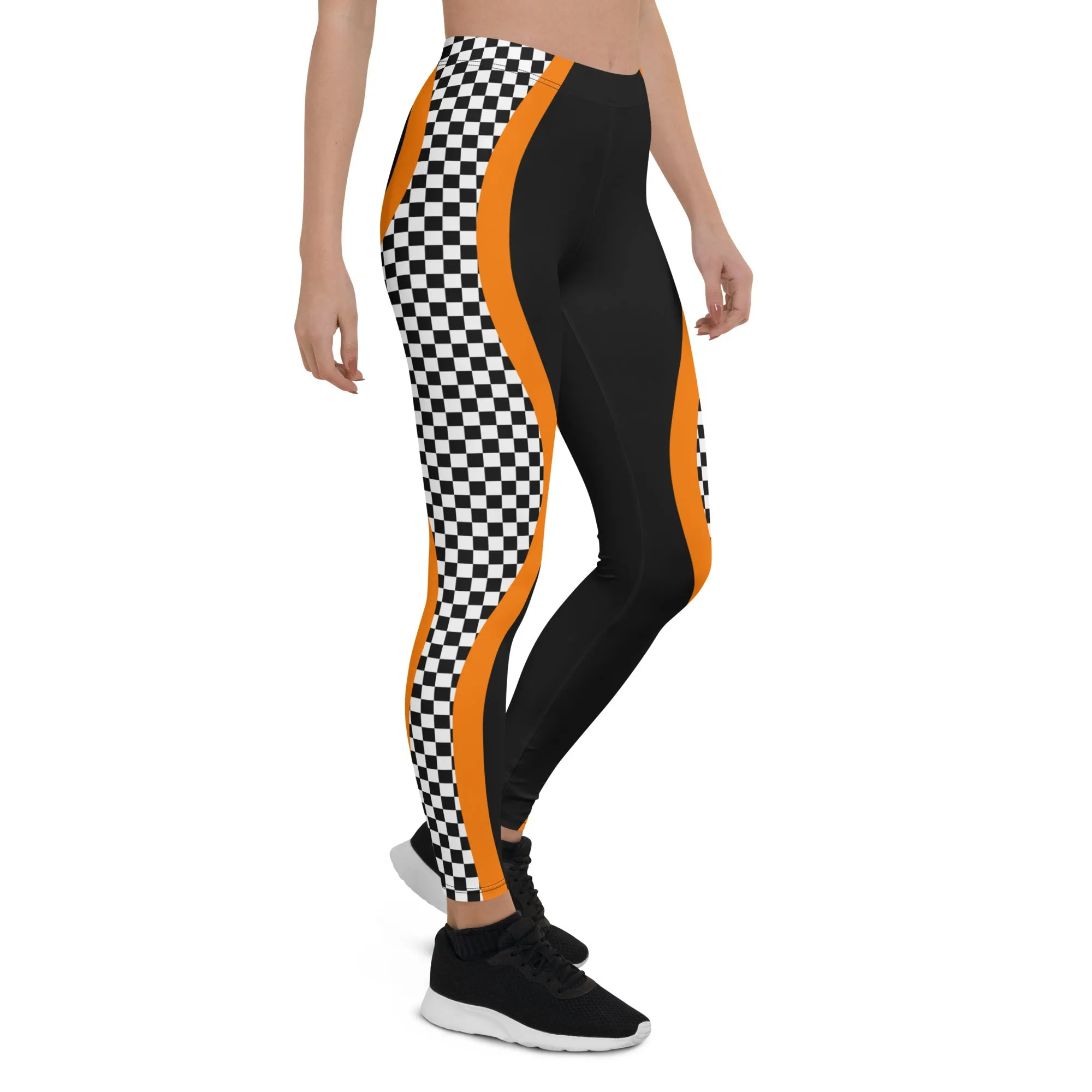 Black and Orange Checkered Leggings