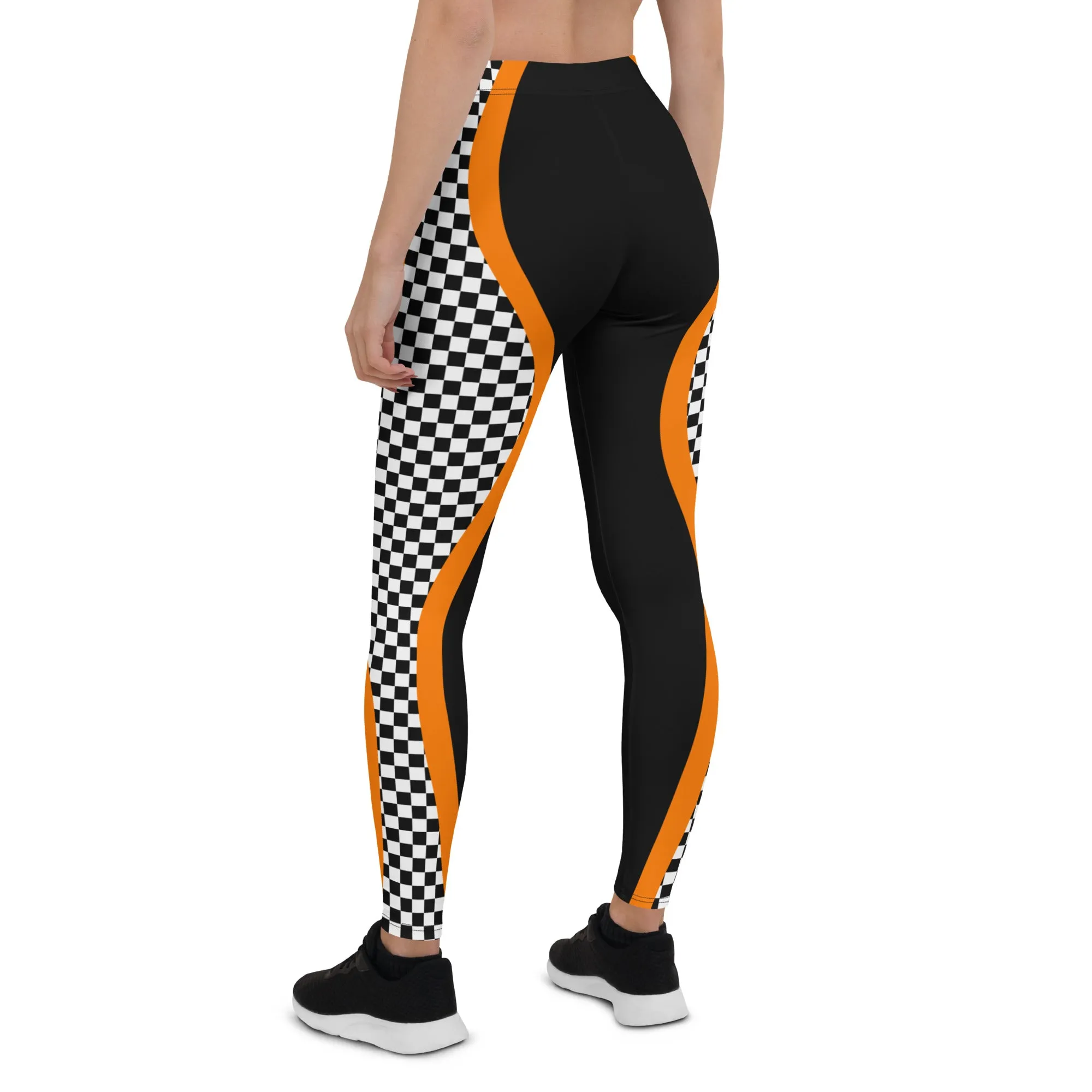 Black and Orange Checkered Leggings