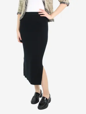 Black cashmere-blend ribbed midi skirt - size S