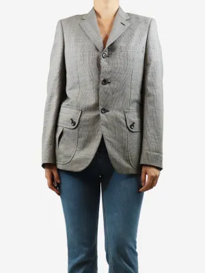 Black checkered wool-blend blazer - size S