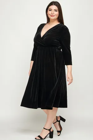 Black Velvet Midi Dress