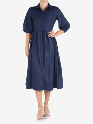 Blue Cheval cashmere midi shirt dress - size UK 6