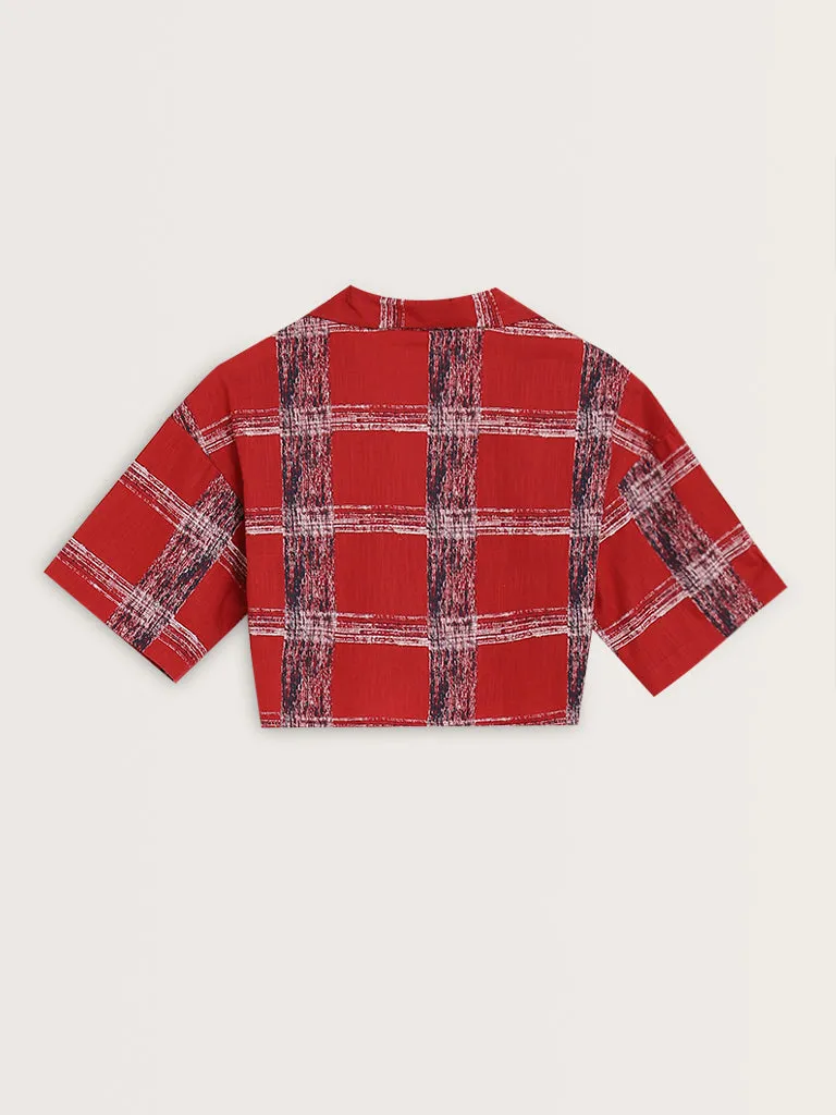 Bombay Paisley Red Checkered Design Cotton Shirt