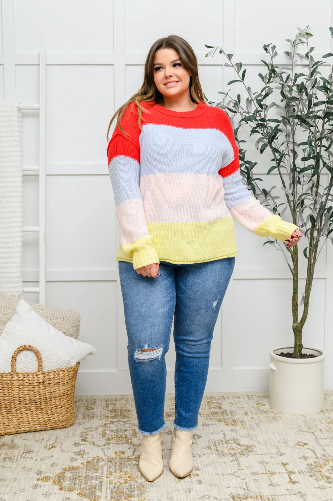 Bright Striped Knit Sweater