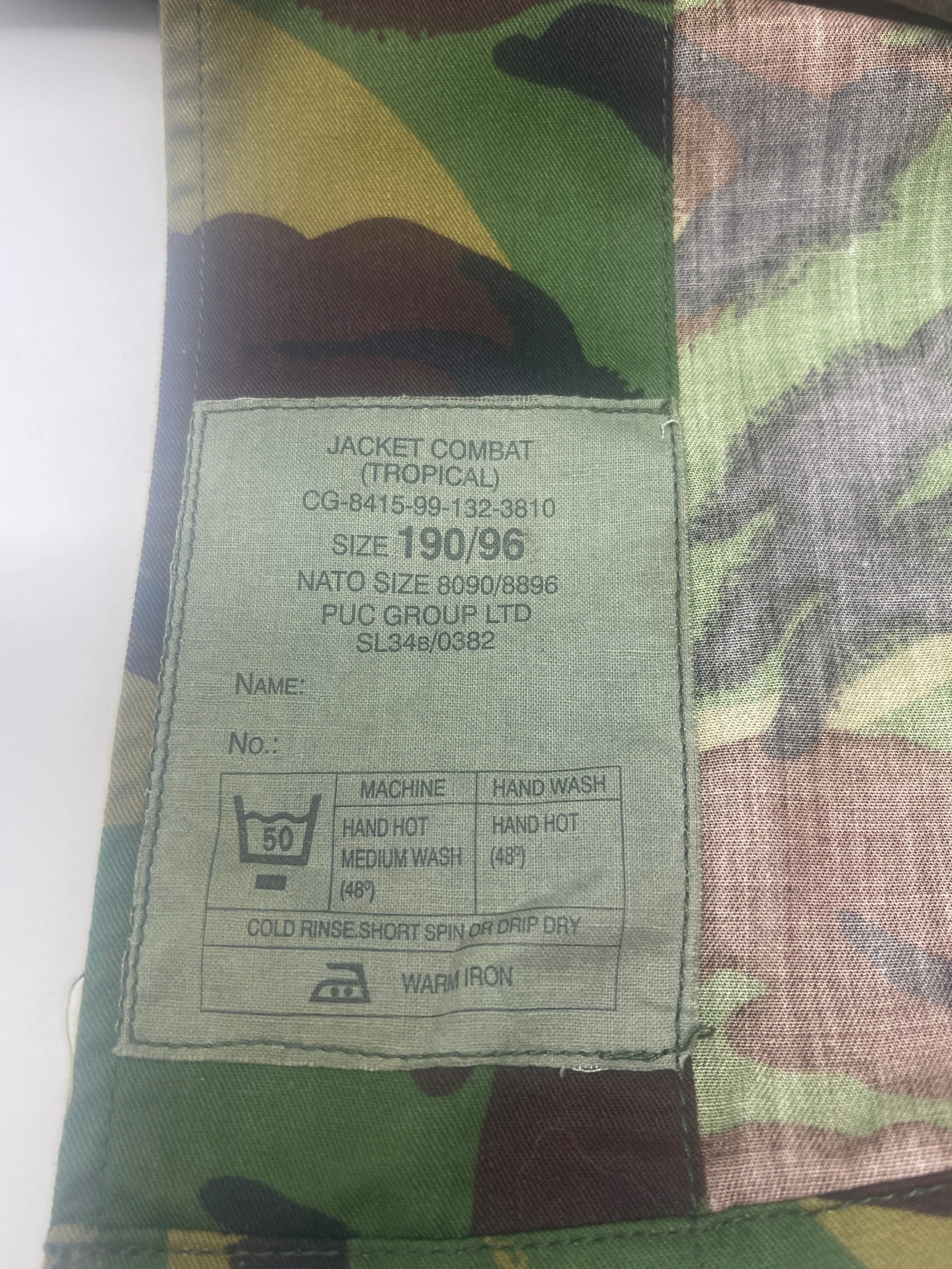 British Jacket Combat Tropical 190/96