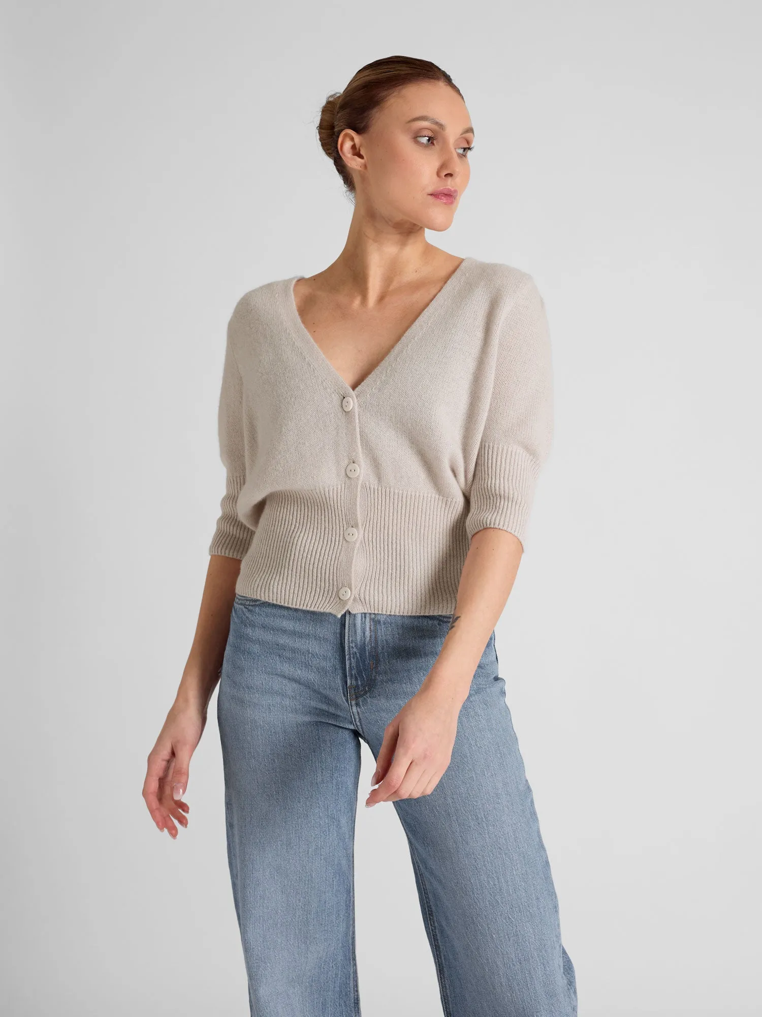 Cashmere cardigan "Grace" - pearl