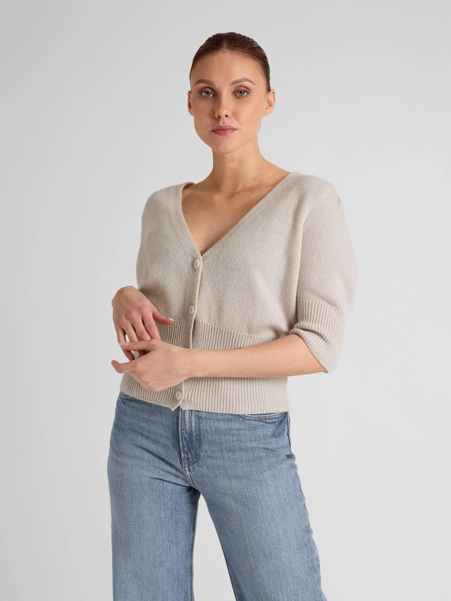 Cashmere cardigan "Grace" - pearl