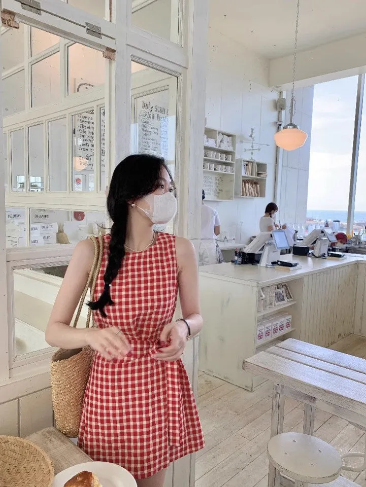 Cherry checkered dress (preorder)