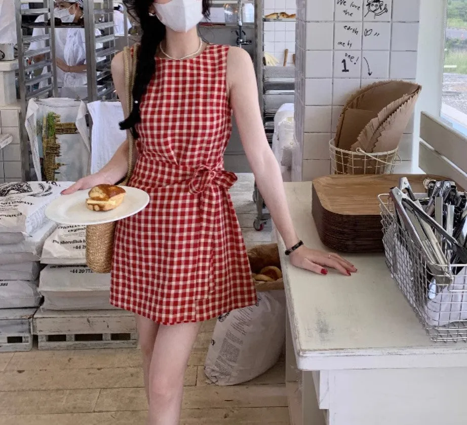 Cherry checkered dress (preorder)