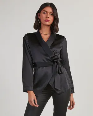 Christy Satin Wrap Blazer