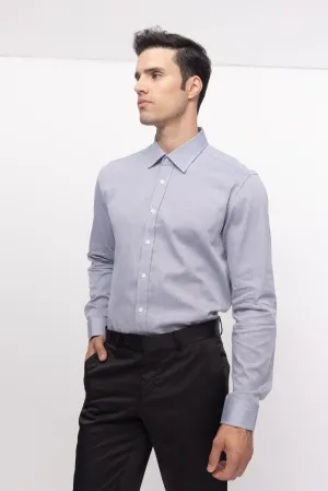 Convertible Cuff Oxford Cotton Spread Collar Dress Shirt - Grey