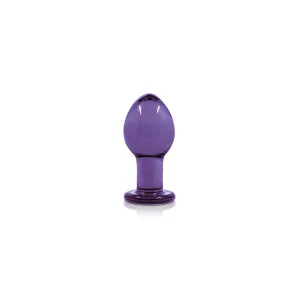 Crystal Glass Butt Plug - Medium, Purple