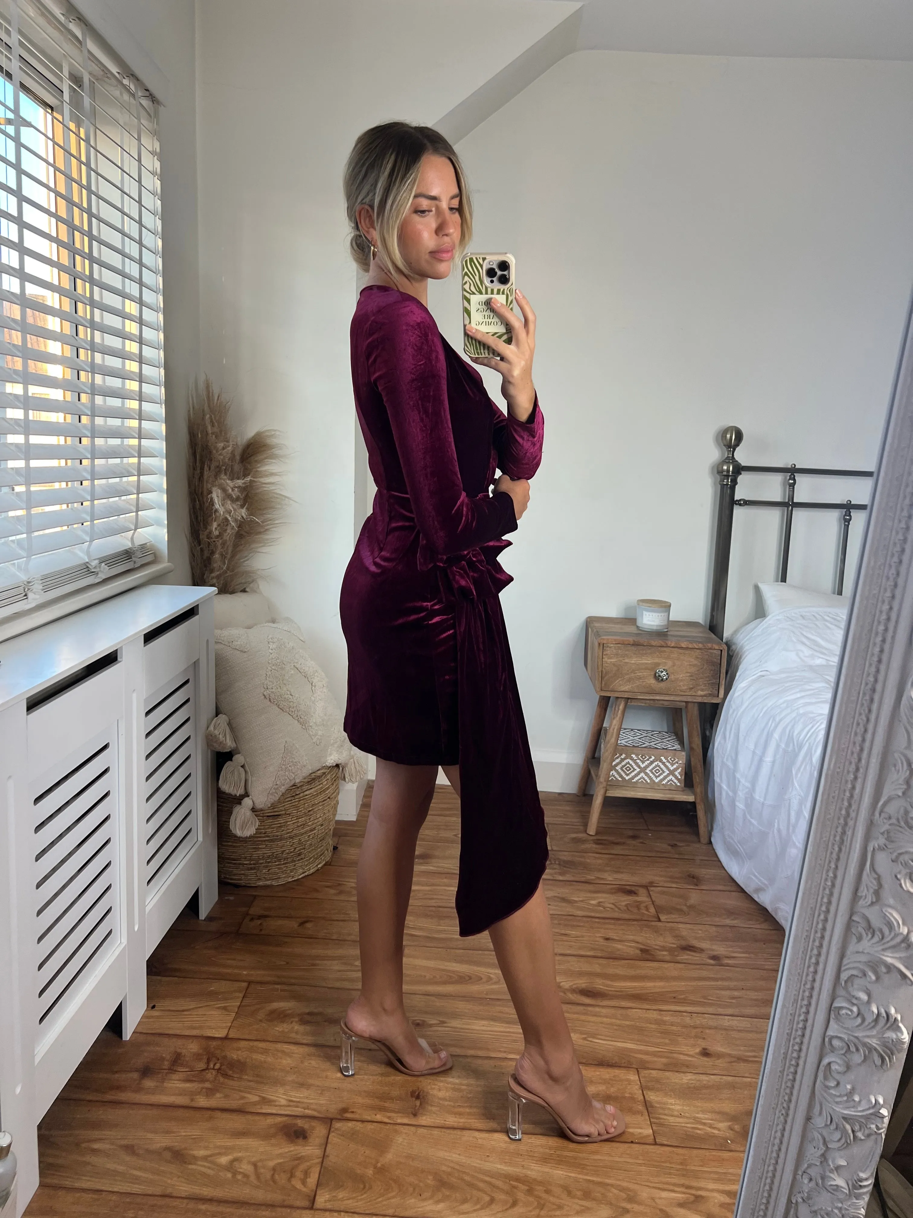 Darcy Velvet Mini Dress / Wine