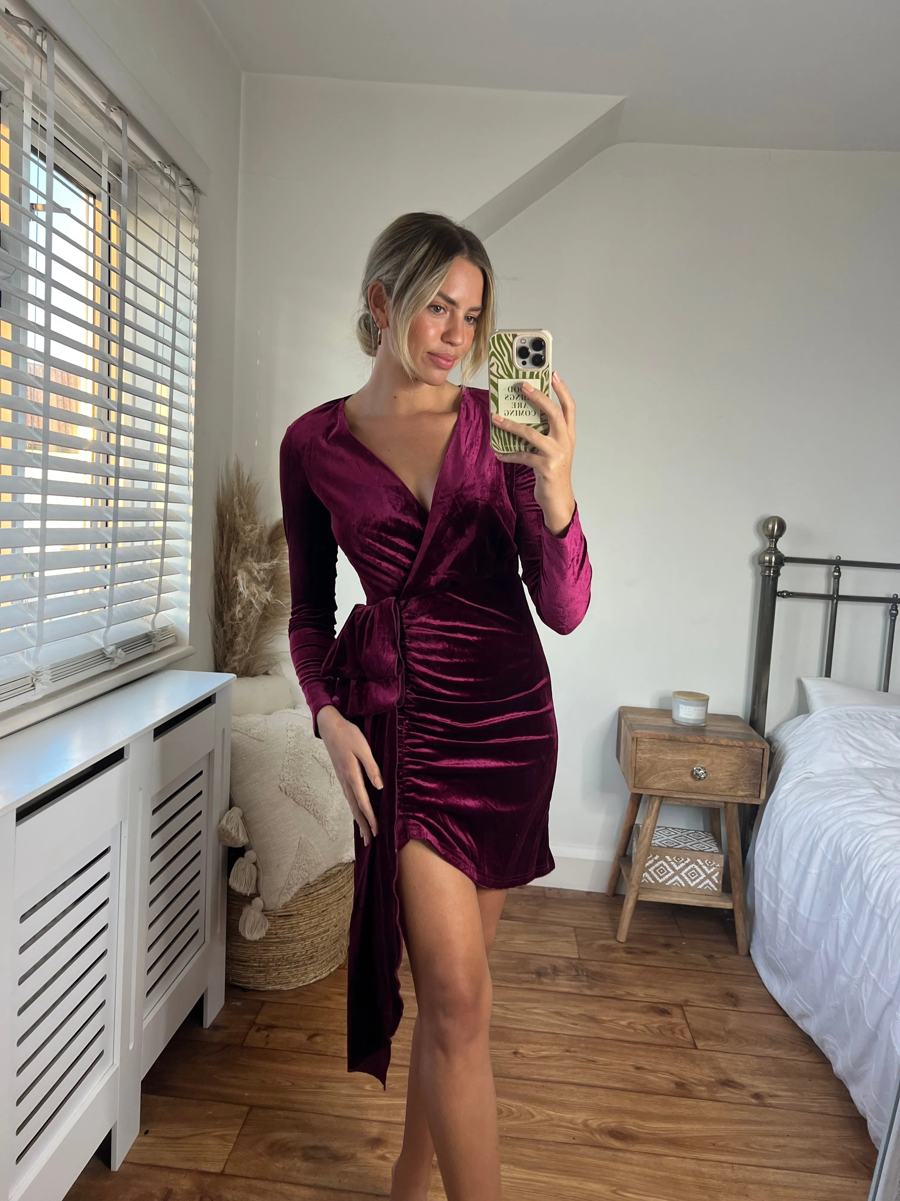 Darcy Velvet Mini Dress / Wine