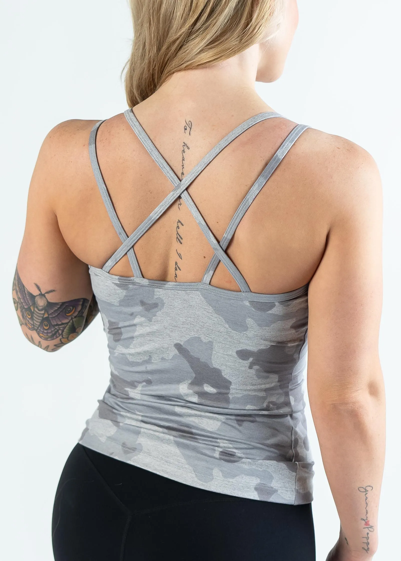 Dream Strappy Tank Top | Grey Camo