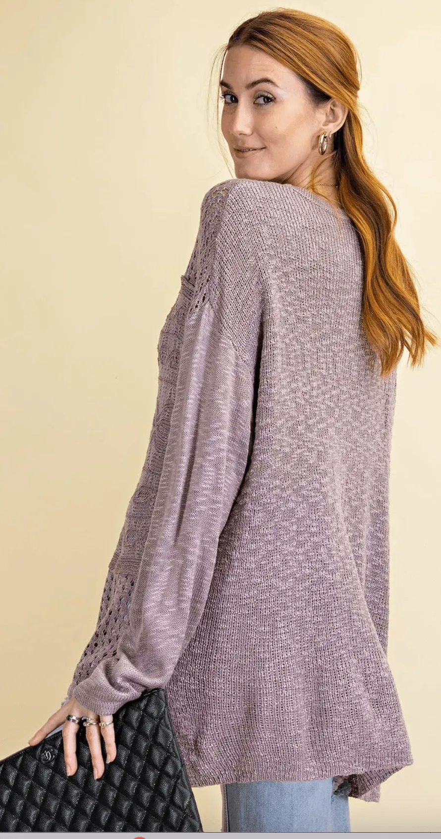 Easel Mauve Textured Pullover Sweater