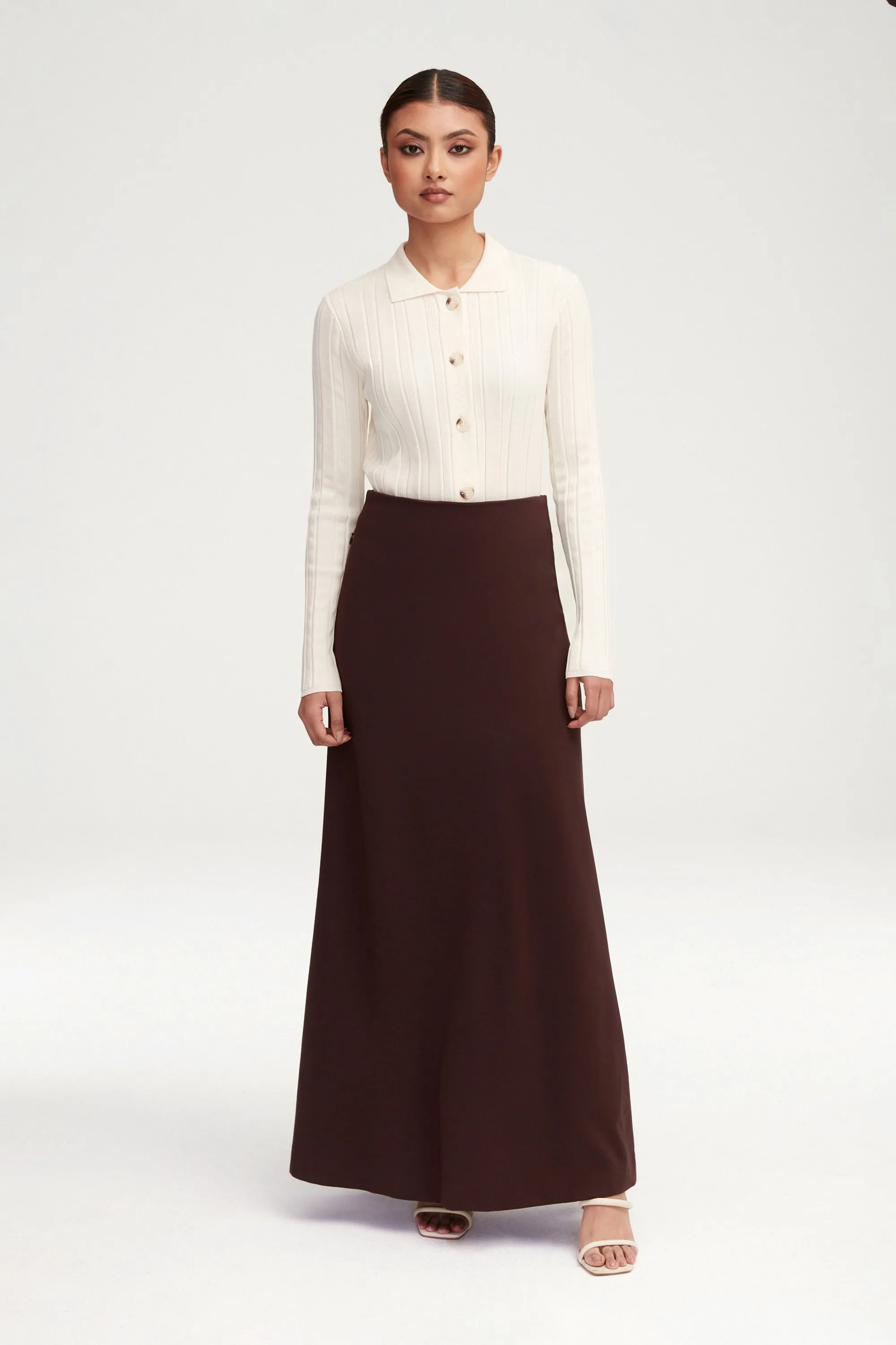 Essential Jersey A-Line Maxi Skirt - Dark Brown