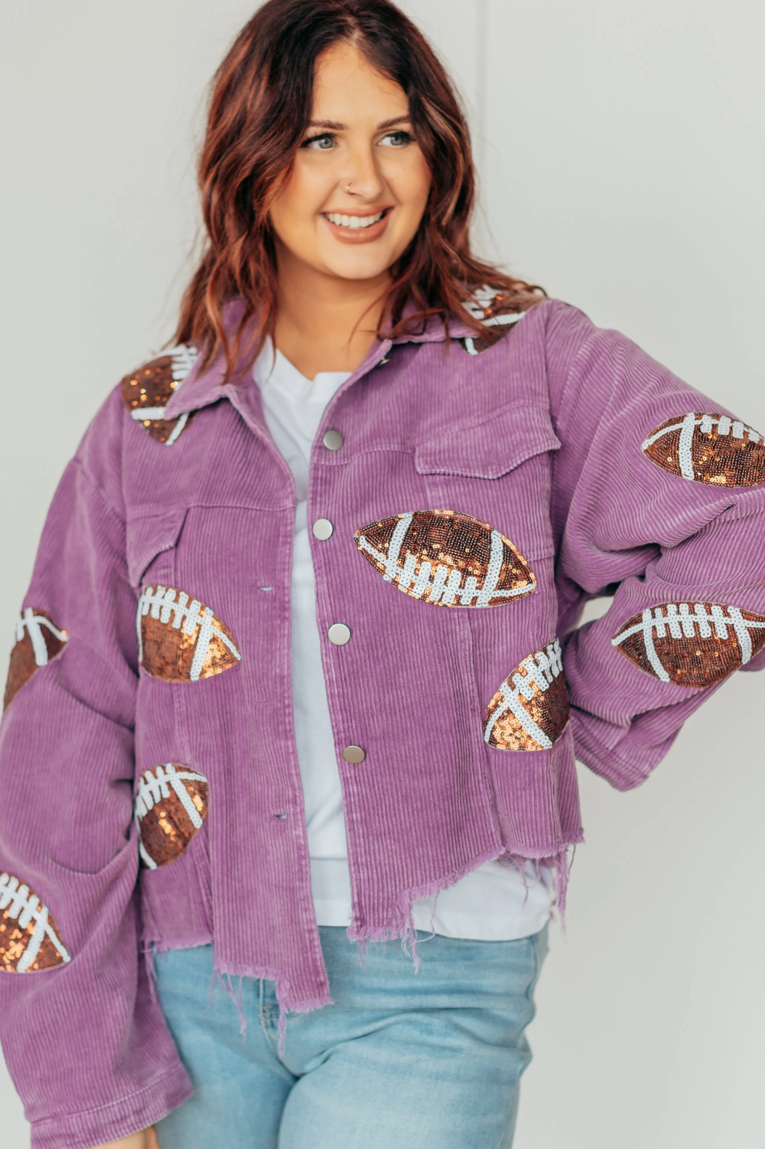 Football Season Sequin Corduroy Jacket