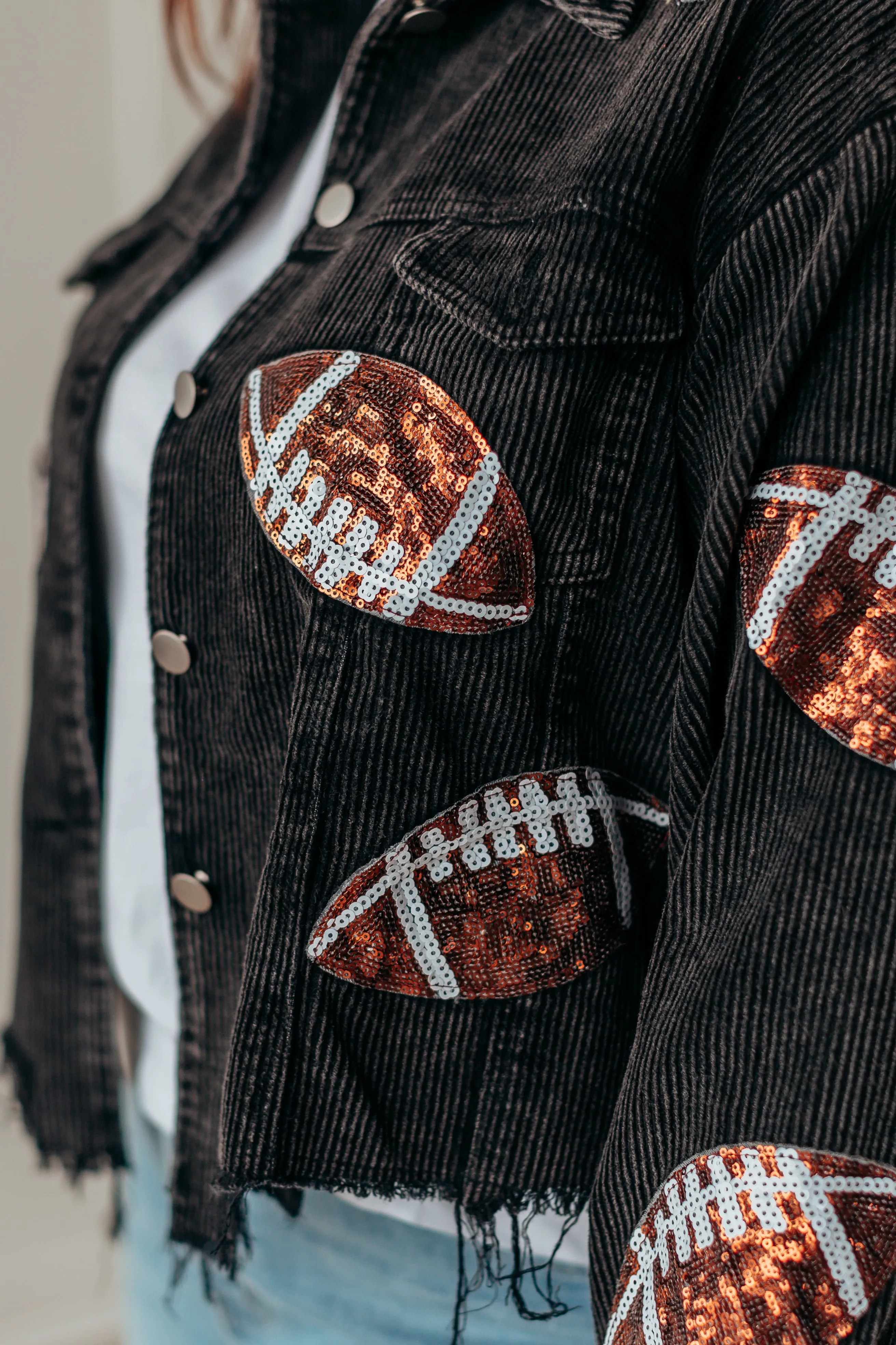 Football Season Sequin Corduroy Jacket