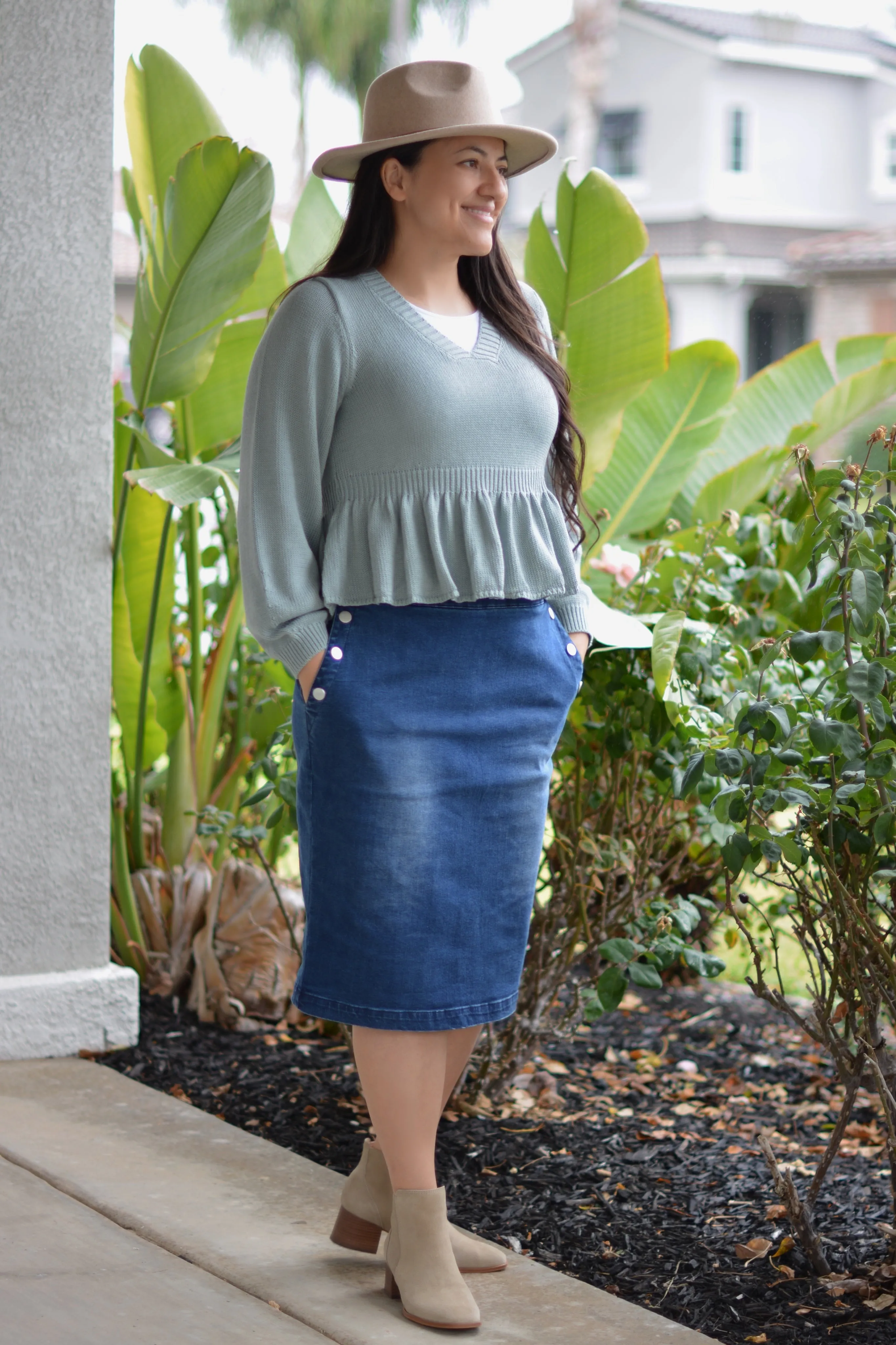 Gabriellla Aqua Peplum Knit Top