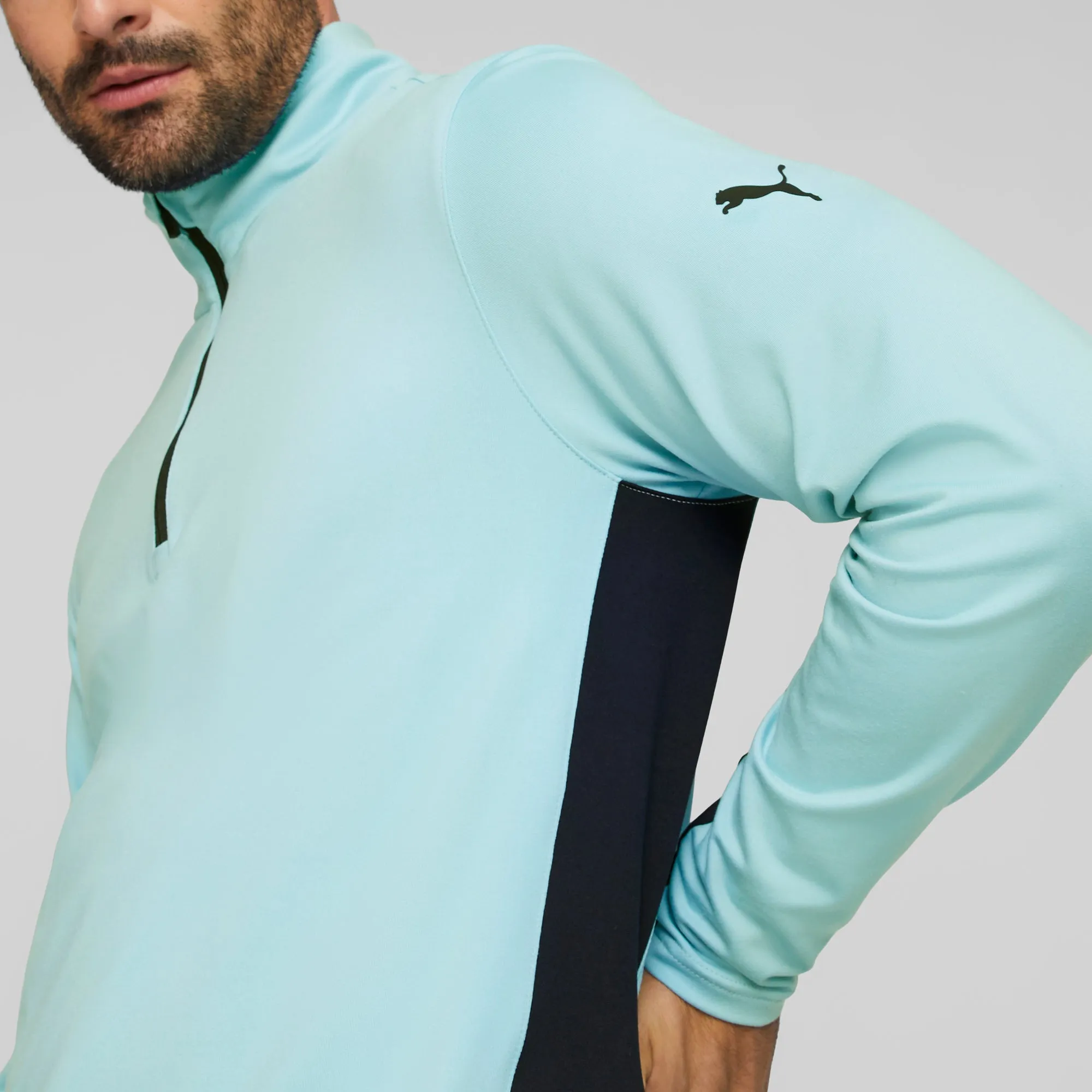 Gamer Golf 1/4 Zip | Tropical Aqua / Navy Blazer