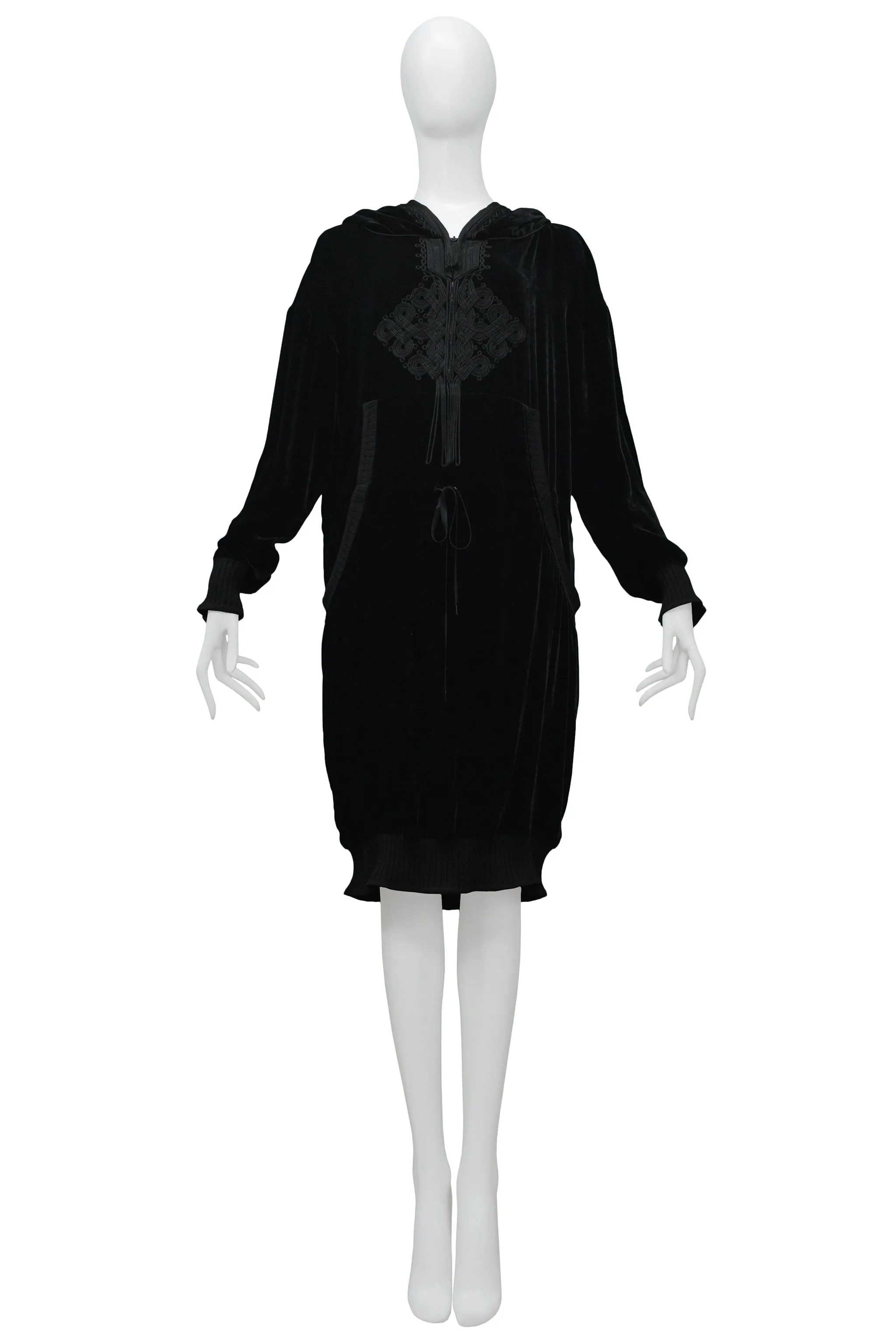 GAULTIER BLACK VELVET HOODIE TUNIC DRESS 2010