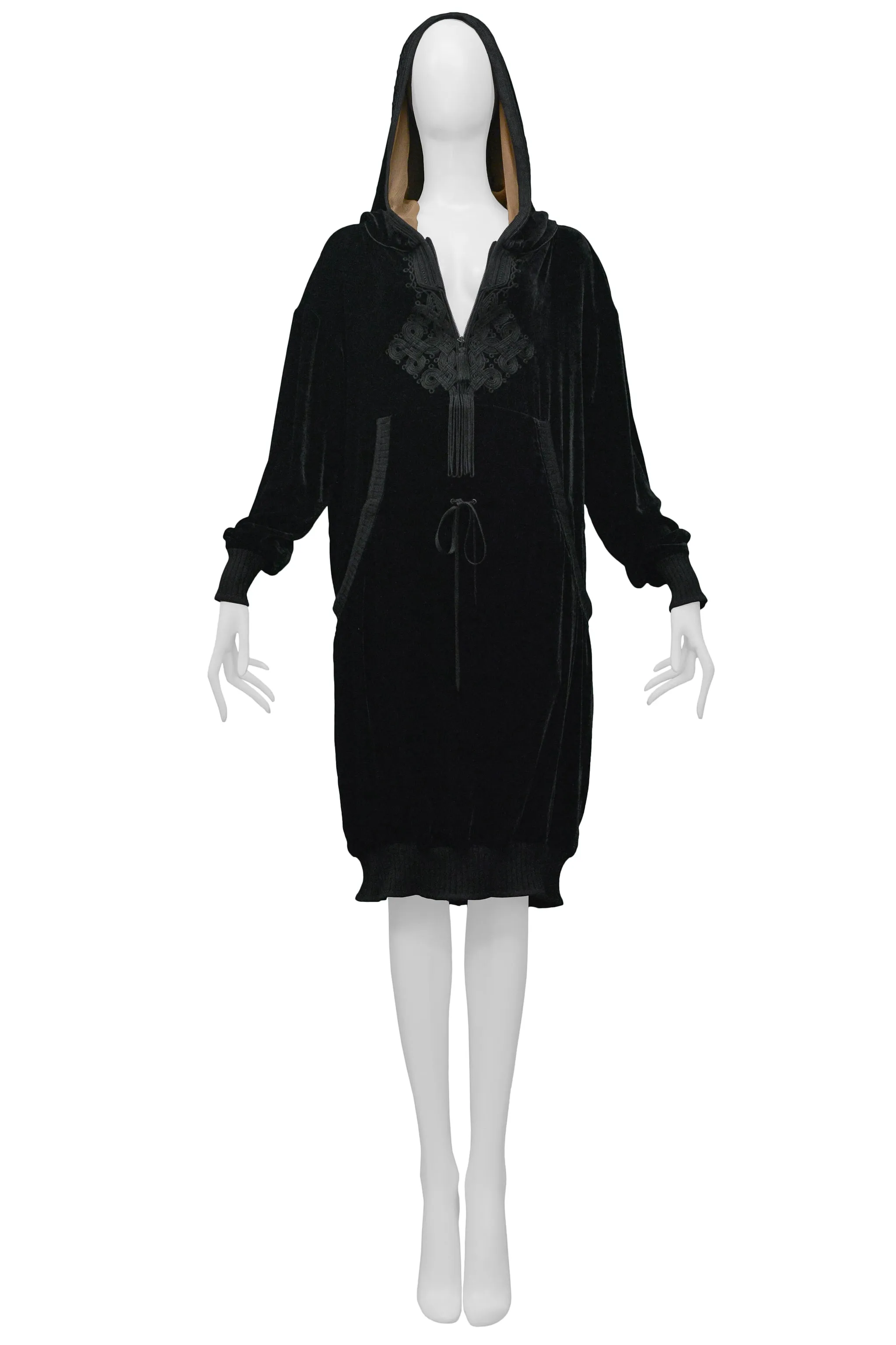 GAULTIER BLACK VELVET HOODIE TUNIC DRESS 2010