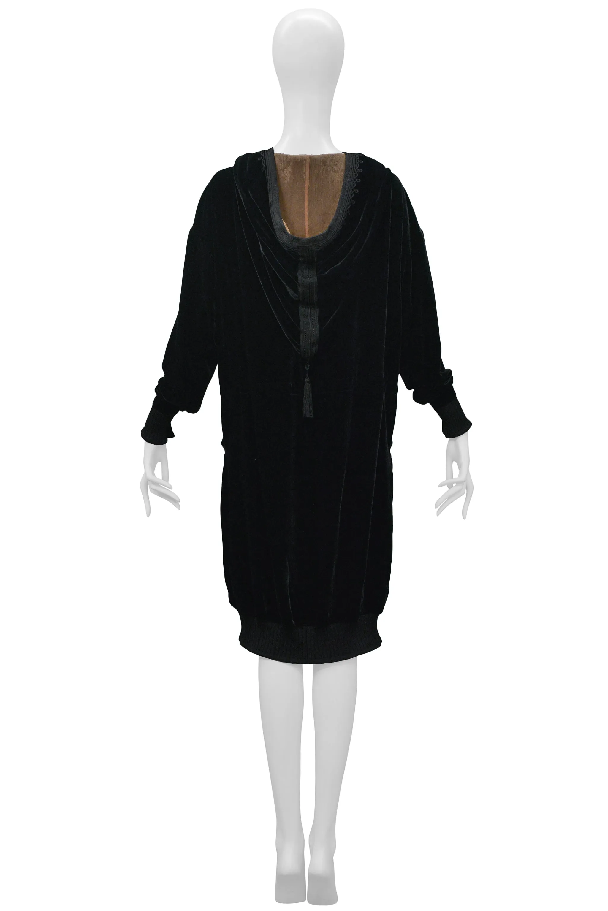 GAULTIER BLACK VELVET HOODIE TUNIC DRESS 2010