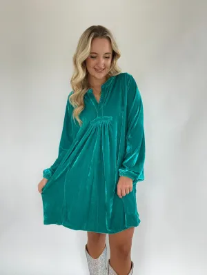 Heaven Sent Velvet Tunic Dress - Emerald