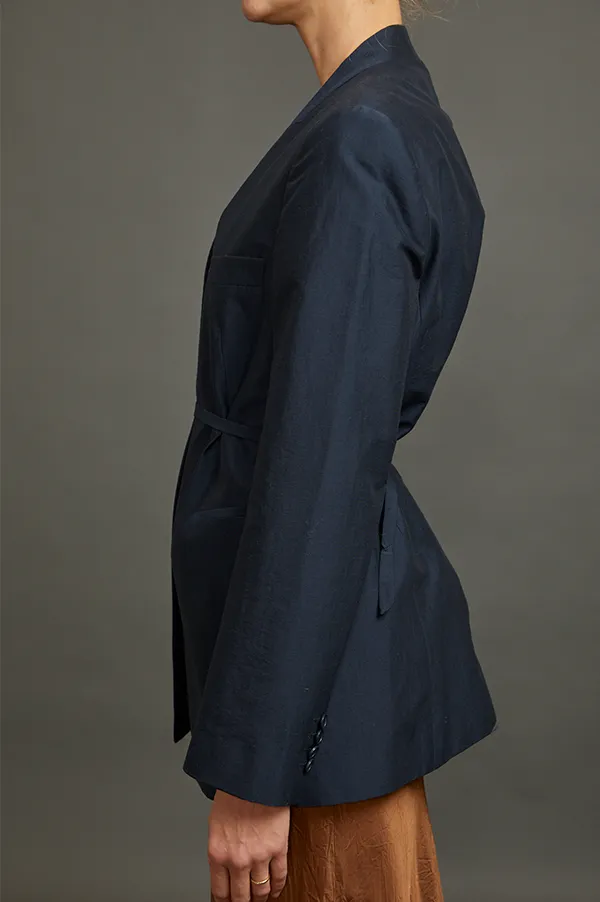 Jakari Standing Collar Suit Jacket In Navy